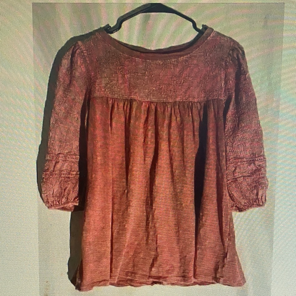 Womens Rust Peasant Blouse - Unbranded